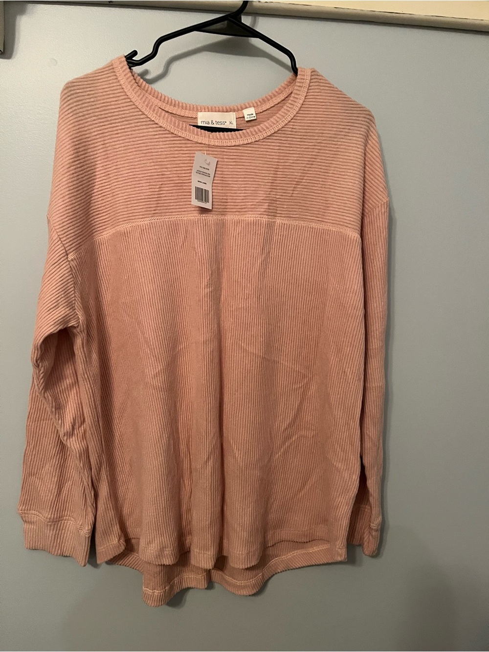 Mia & Tess Pink Ribbed Long Sleeve Top